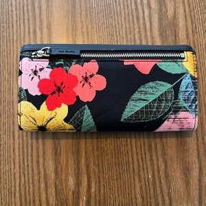Vera Bradley Havana Rose Floral wristlet Black Top Zip
